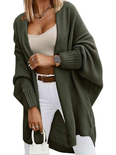 Women's 2025 Autumn And Winter New Casual Daily Long-Sleeved Loose Comfortable Slouchy Style Knitted Cardigan Sweater Jacket