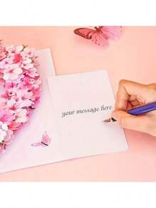 1 张心形樱花 3D 贺卡，适合感恩节、母亲节、生日、情人节、婚礼、周年纪念、圣诞节，包括 7 英寸 X 5 英寸信封学校用品、返校 - 粉色 - 查看 6