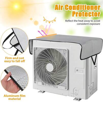 غطاء مكيف الهواء الخارجي، يقلل من ارتفاع درجة الحرارة ويمنع تراكم الثلج، مقاوم للغبار، عازل، مقاوم للماء، مادة عاكسة، حماية من الأشعة فوق البنفسجية، سهل التركيب، مناسب لحماية مكيف الهواء الخارجي