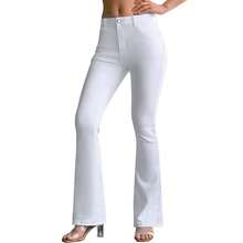 Roswear Women's  Stretchy Flare Jeans Mid Rise Bootcut Curvy Denim Pants-787695 - 白色 - 查看 1
