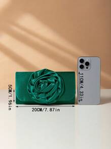 REMANLAND Borsa da sera a forma di rosa per donna, pochette, borsetta da donna con fiore di rosa, borsetta in raso, borsa da sera per matrimonio e feste, regalo originale