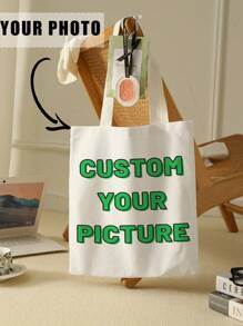 1款定制文字帆船包，独特设计（照片、风景、插图），可折叠，大容量，轻便，时尚，个性化手提包，单肩包，休闲购物袋，新年魅力 - 彩色 - 查看 6