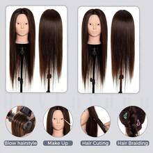 26-Inch Brown Hair Styling Mannequin Head, Slicked Back Style, Beauty Hairstyling Practice Model Head, Makeup Doll Head (1 Mannequin Head), Beauty Supplies - Coffee Brown - View 9