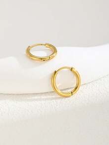 1pair 12mm/14mm/16mm/18mm Round Circle Stainless Steel Small Hoop Earrings For Teen Cartilage Ear Piercing Jewelry - Gold - View 4