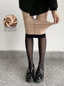 Meia-calça feminina grossa com efeito transparente, altamente elástica, moderna e sexy, tamanho grande, nas cores preta, cinza e cáqui. Ideal para Halloween, Natal e uso diário. Versátil e confortável, adequada para temperaturas entre 15 e 25 °C. - Multicolorido - Ver 6