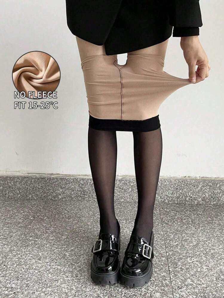 1条女士加厚仿透明连裤袜，高弹时尚性感丝袜，大码黑色/灰色/卡其色可选，适合万圣节、圣诞节、日常穿着，百搭，适合15~25℃，舒适保暖 - 彩色 - 查看 6