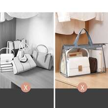 1pc Hanging Garment Bag Wardrobe PVC Storage Bag Transparent Dust-Proof Moisture-Proof Breathable Hanging Bag Leather Bag Protector Multifunctional Transparent 3D Bag Dust Cover Bag Organizer - Grey - View 7