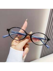 2025 Spring New Retro Oval Frame Nerd Glasses Frame, Solid Color Casual TPR (Thermoplastic Rubber) Non-Prescription Glasses - Multicolor - View 3