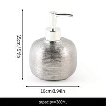 Luksusowy, szczotkowany, galwanizowany, ceramiczny dozownik do mydła w kolorze szampańskiego złota, butelka na mydło w płynie do łazienki w hotelu, srebrna butelka z pompką do balsamu, butelka na żel pod prysznic, okrągła, antypoślizgowa dekoracja blatu, wysokiej klasy dozownik do mydła w płynie z pompką