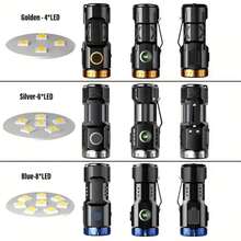1 PC LED Mini Flashlight High Lumens,6 Lighting Modes,Type-C USB Rechargeable Flashlight Portable ,USB Rechargeable Small Flashlight With Side COB Light ABS Shell Magnetic With Lampshade - Silver - View 6