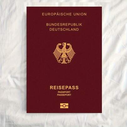 1pc Elegant German Eagle Emblem Canvas Print, 12x18 Inch Frameless Passport Cover - High-Definition, Burgundy With Golden & White Design, Ideal For Living Room, Bedroom, Office Decor, Cute Room Decor