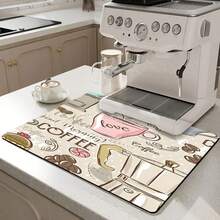 1 件/2 件橡胶干燥垫、咖啡主题沥水垫、简约风格厨房垫、防滑耐热餐具垫、节日餐具沥水垫、耐用硅藻泥桌垫 - 卡其粉 - 查看 2