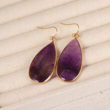 Retro Natural Stone Drop Earrings Rock Crystal Gold-Rimmed Exquisite Earrings Elegant High-Grade Sense Earrings.