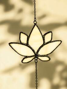 1pc Handmade Boho Lotus Flower Stained Glass Suncatcher Window Hanging Decor With Crystal Pendant Spiritual Meditation Ornament Vintage Style Iridescent Sunlight Catcher For Home Garden Yoga Room Balcony Gift