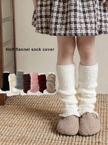 1 Pair/4 Pairs Kids Thick Fleece Leg Warmers, Warm Leg Warmers, Versatile Knee High Leg Warmers For Autumn/Winter - Multicolor - View 1