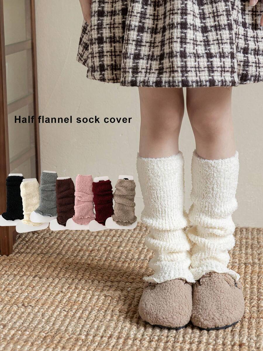 1 Pair/4 Pairs Kids Thick Fleece Leg Warmers, Warm Leg Warmers, Versatile Knee High Leg Warmers For Autumn/Winter - Multicolor - View 1