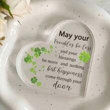 Centru de masă, decor unic de birou în stil boho - placă acrilică în formă de inimă cu citat inspirator, ideală pentru decorul biroului, dormitorului și camerei de zi. De asemenea, un cadou minunat pentru femei, surori, colege de ziua de naștere, Ziua Mamei, Crăciun. Această piesă poate adăuga o notă de farmec oricărei camere. - Multicolor - Vizualizare 11