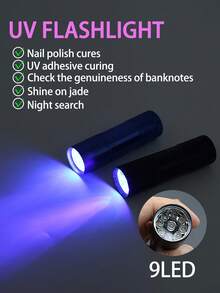 UV LED美甲灯，迷你凝胶美甲灯，便携式固化灯，适用于凝胶指甲油，专业沙龙手指和脚趾美甲灯，家用DIY - 黑色 - 查看 4