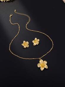 1 Set Floral Necklace & Earrings Jewelry For Women, Exquisite Accessory For Everyday Wear - Flower - View 8