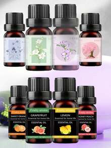 Set de 4 piezas de perfume de aromaterapia con aceites esenciales concentrados de 4 tipos diferentes para humidificador, difusor, velas y decoración del hogar, regalo de Navidad y Año Nuevo - Varias fragancias - Ver 9