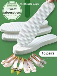 10 件/包一次性木浆鞋垫，适用于运动鞋和休闲鞋，超薄，吸湿排汗，防臭，男女皆宜