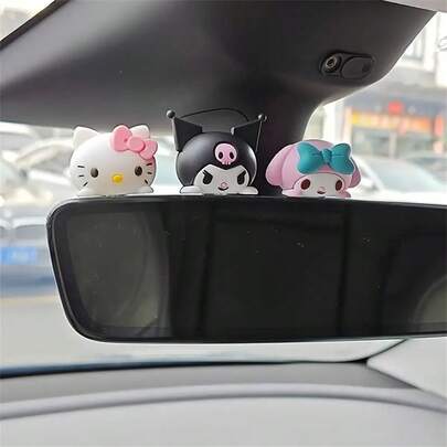 Sanrio 1/3 Stücke Sanrio My Melody und Auto Armaturenbrett und Rückspiegel Dekoration, Entspannende Charm Hängezier für Frauen, süße Accessoires, können als Geschenke verwendet werden