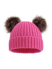 1 件男女通用儿童双绒球针织帽，秋冬款 - 1PC - 查看 11