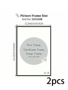 2/3pcs 12x16in/30x40cm Black Aluminum Alloy Photo Frames, A3/A4 Modern Home Decor Art Frames, Minimalist Stylish Gold Aluminum Alloy Decorative Frames