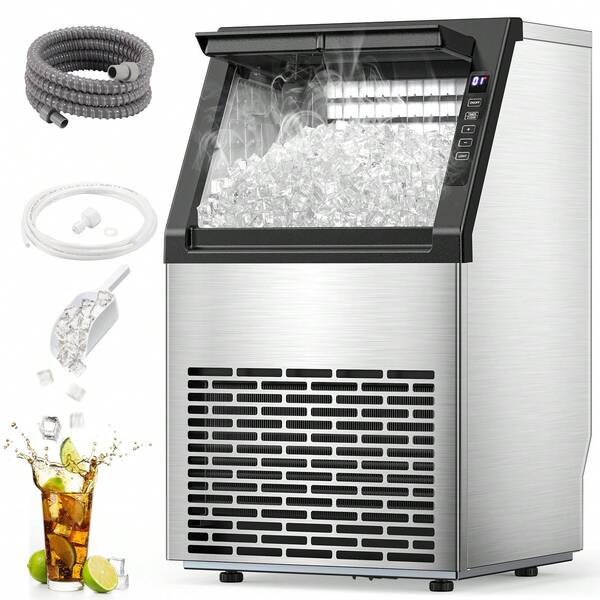 Commercial Ice Maker Machine 79Lbs/24H, Self-Cleaning Freestanding Ice Maker With 13Lbs Storage, 36 Cubes In 11 Mins, LED Display For Home, Bar, Restaurant, Coffee Shop, Office, Outdoor