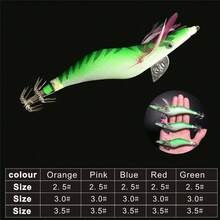 Topline Tackle 2pcs/6pcs/10pcs 3.0/3.5 3D Fishing Wooden Shrimp Luminous Squid Octopus Lure Hard Bait Swimbait Squid Hook Lure With Package