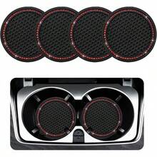 Ziciner - Juego de 4 posavasos con diseño de cristales para coche, de goma suave, antideslizante, accesorios interiores universales para coche, SUV, camión (negro y AB) - Azul claro y blanco 4pcs - Ver 9