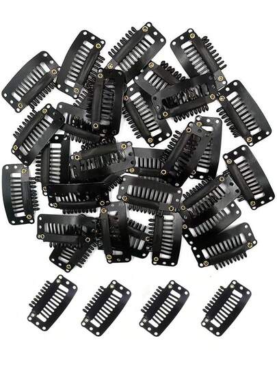 40pcs U-Shaped Metal Clips Suitable For Hair Extensions, DIY Snap Clips For Wigs With Rubber, Black, Claw Clips, Hair Claws, Hair Slide, Hair Barrettes, Hair Accessories