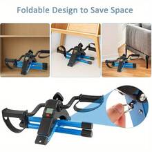 Shoze Mini Exercise Bike, Pedal Exerciser With LCD Display, Leg Exercise Machine, Portable Folding Trainer Adjustable Resistance Fitness Exercise Equipment With Non-Slip Mat And Fixed Strap - Blue - View 6