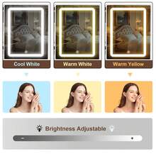 Tocador blanco de 6 cajones con espejo LED y taburete para dormitorio - Perfect For Organizing Makeup, Skincare, Elegant Vanity|Decorative Vanity, Vanity Furniture, Compact For Small Space, Bedroom Decor Gift, Perfect Gift For Women Girls , Ideal para regalos de Navidad y Halloween. - Blanco - Ver 4