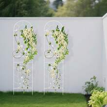 Elegant White Metal Garden Fence For Climbing Plants - Durable Iron Frame With Floral Design, Easy Assembly, Perfect For Enhancing Your Outdoor Space - 典雅白 - 查看 5