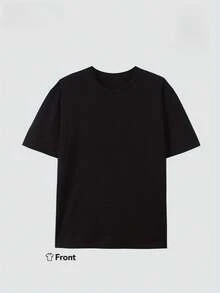 Double-Sided Printing / Double-Sided Print Pattern Y2K Boyfriend-Style T-Shirt  ,Casual Fit Round Neck ,Graphic Short Sleeve T-Shirt Graphic Tees Women Tops,Women's Shirt Tee 1 Pcs 180g Heavy Cotton T Shirt - màu đen - Xem 6