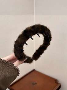 1/2pcs New High Head Headwear For Autumn And Winter, Retro Leopard Print Toothed Plush Hair Band, Anti-Slip Facial Hair Clip Headband For Women, Hair Hoop, Hairband For Women - Multicolor - View 5