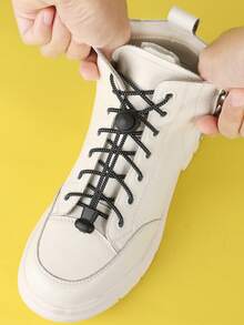 1 Pair Elastic No Tie Shoelaces, Suitable For Sports Shoes, Casual Shoes, Running Shoes, Elastic Laces - Black - View 4