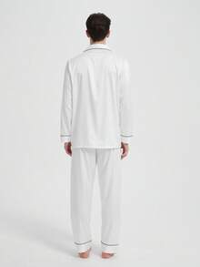 New Men's Fashion Casual Pajama Set, Winter Clothes - White - View 2