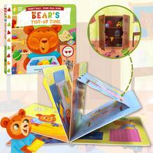 beartale 1 套推拉滑梯儿童活动书籍《儿童习惯伙伴》——洗脸乐趣，一只可爱的猫教孩子们何时以及如何清洁面部，生动的插图忙碌的书益智玩具，儿童玩具，儿童派对礼物，教具，女孩玩具，男孩玩具，蒙特梭利玩具，学校，文具用品，学校用品，游戏，儿童生日礼物，毕业礼物 - 彩色 - 查看 11