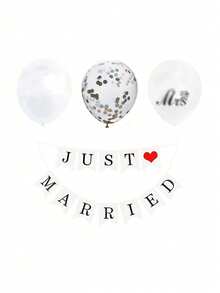 1 قطعة لافتة عتيقة مكتوب عليها "مجرد متزوجين"، ديكورات "مجرد متزوجين"، لافتة "مجرد متزوجين"، ديكورات زفاف رومانسية للأزواج، سلسلة أحرف "مجرد متزوجين" مع شريط، للزفاف وحفل استقبال العروس والديكور المنزلي - إكليل أنيق وفخم لركن التصوير الفوتوغرافي وديكور الحفلات في عيد الحب