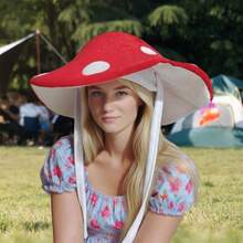Stand Out In Style With Our Plush Polka Dot Mushroom Beret Party Hats - Red And Purple Options Available - 紅色 - 查看 4