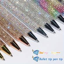 16Pcs(8 Pens+8 Refills) Rhinestone Pens Bling Metal Ballpoint Diamond Pens Bulk Fancy Sparkly Crystal Press Retractable Black Ink 0.7mm For Women Office Meeting Birthday Supplies Wedding Gifts - 黑色 - 查看 4
