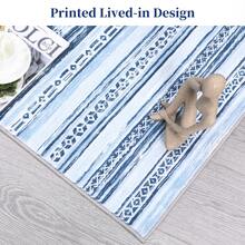 Waschbarer geometrischer Vintage-Teppich, rutschfest, fusselfrei, Kurzflor-Teppich, weicher Überwurf, Bodenbelag, faltbarer Innenteppich für Wohnzimmer, Esszimmer, Schlafzimmer, Spielzimmer, Kinderzimmer