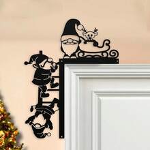 Christmas Door Frame Corner Finials, Festive Decorative Metal Signs, Door Frame Corner Metal Decorative Signs, Artistic Wall Hanging Signs Home Decor Christmas Decorations Room Decor Winter Christmas Decorations Home Christmas Gifts Christmas Decor - Multicolor - View 4
