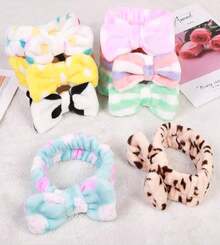 8 Pack Spa Headband, Coral Fleece Makeup Cosmetic Headband For Washing Face, Bow Headbands For Shower Terry Cloth Headbands For Women Facial Hair Band - 銅色 - 查看 6