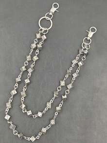 Bistrat Lucky Dice Pantaloni Lanț Retro Talie Moda Asociere Bărbați și Femei Îmbrăcăminte Versatil Accesorii de Lux Y2K Hip Hop Bijuterii - Argint - Vizualizare 6