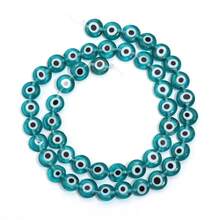 Aproximadamente 90 piezas de cuentas de vidrio Lampwork con flores de mil colores, ojos de diablo transparentes planos y redondos de 4mm, materiales de joyería DIY para hacer pulseras, collares y adornos de teléfono como regalo de Halloween - Cuentas redondas planas de vidrio con forma de mil flores de 4 mm - Ver 33