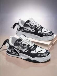 Men's Fashionable Thick-Sole Shoes, Color Block Design, Lace-Up Design, Anti-Slip And Wear-Resistant, Comfortable And Durable, Suitable For Outdoor, Campus Strolling, Street Running, Travel, All Seasons