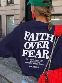 Áo thun tay ngắn cổ tròn in khẩu hiệu mùa hè dành cho nữ, thường ngày, đa năng, phù hợp để mặc hàng ngày. Áo thun họa tiết dành cho nữ, áo trắng, áo đen, trang phục đi nghỉ dành cho nữ - Màu xanh hải quân - Xem 5